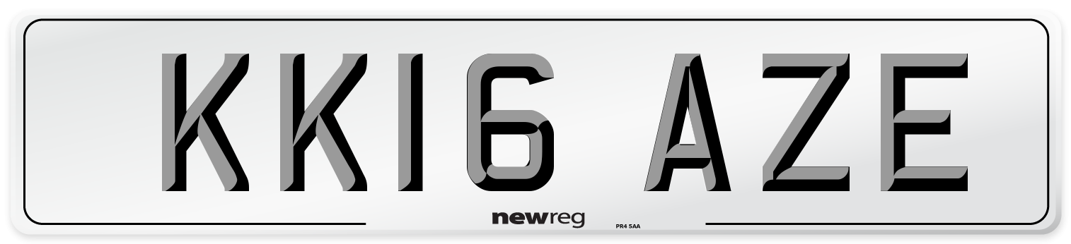 KK16 AZE Number Plate from New Reg